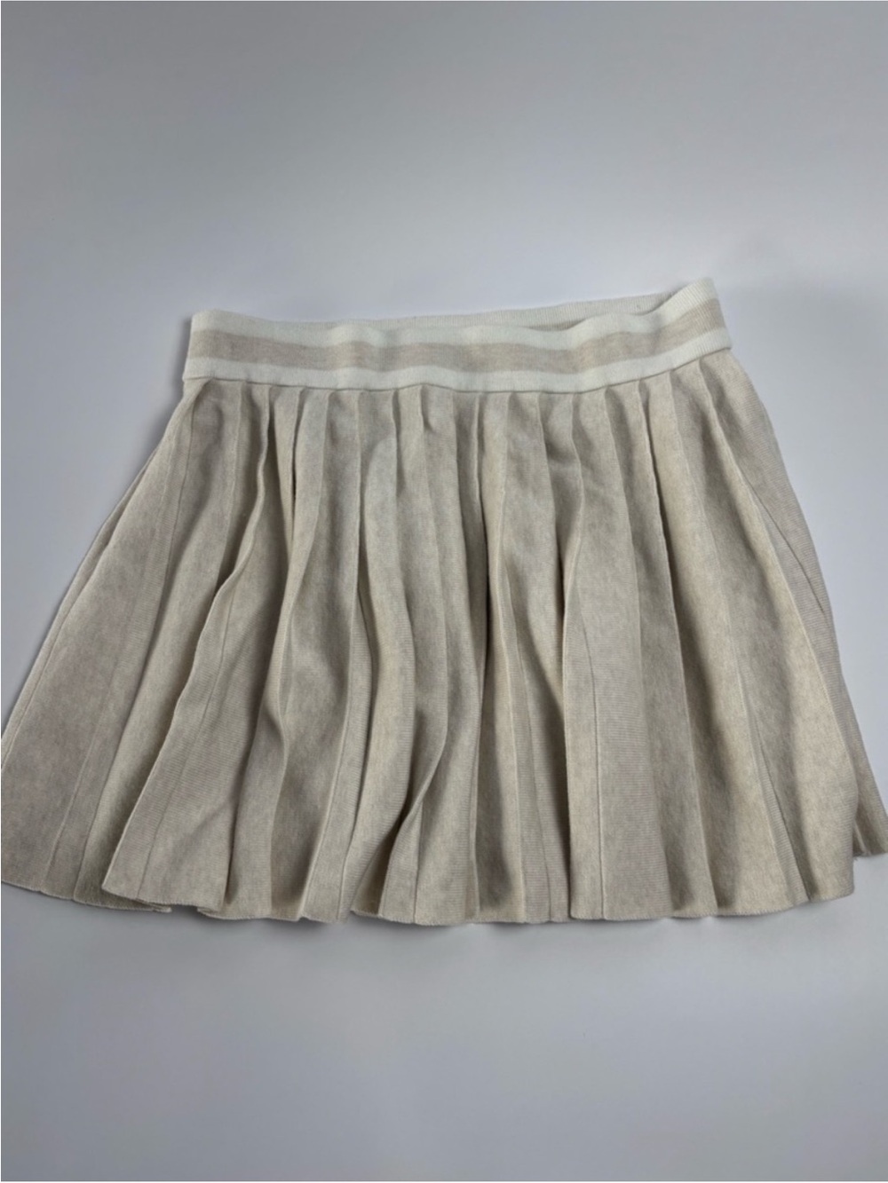 aerie Cream Pleated Skater Mini Skirt
